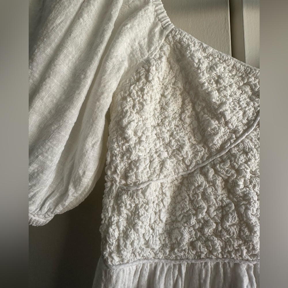 Topshop White Smocked Midi Dress - Picture 3 of 7